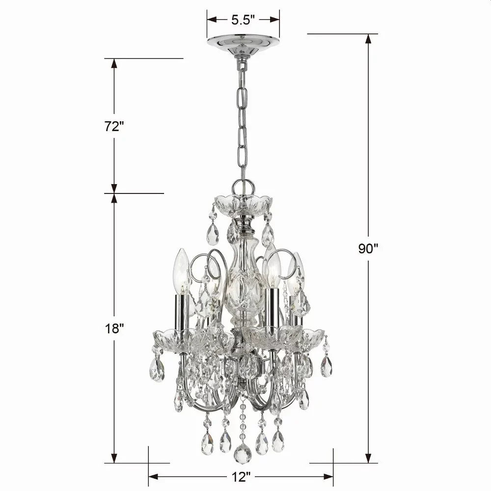 4 Light Mini Chandelier-Swarovski Spectra Crystal Type-Polished Chrome Finish -Traditional Installation Crystorama Lighting 3224-Ch-Cl-Saq
