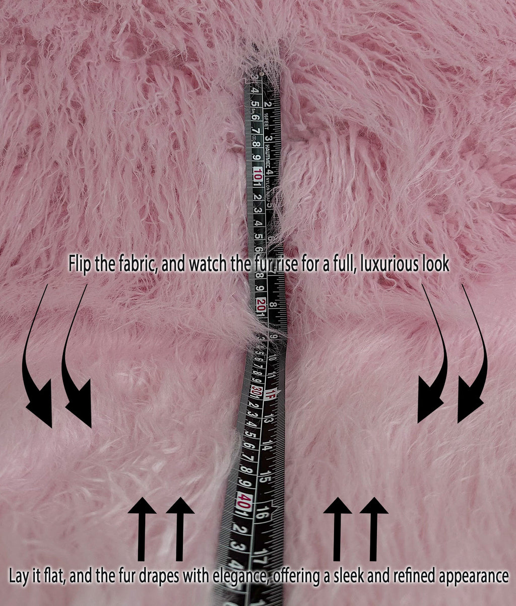 Faux Fake CURLY Yak FUR 3.5" LONG Pile Japanese Fire Retardant Yarn 2.3oz Per Yard / Craft, Sewing Cosplay 58" Wide Sold by Continuous Yard (Pink)