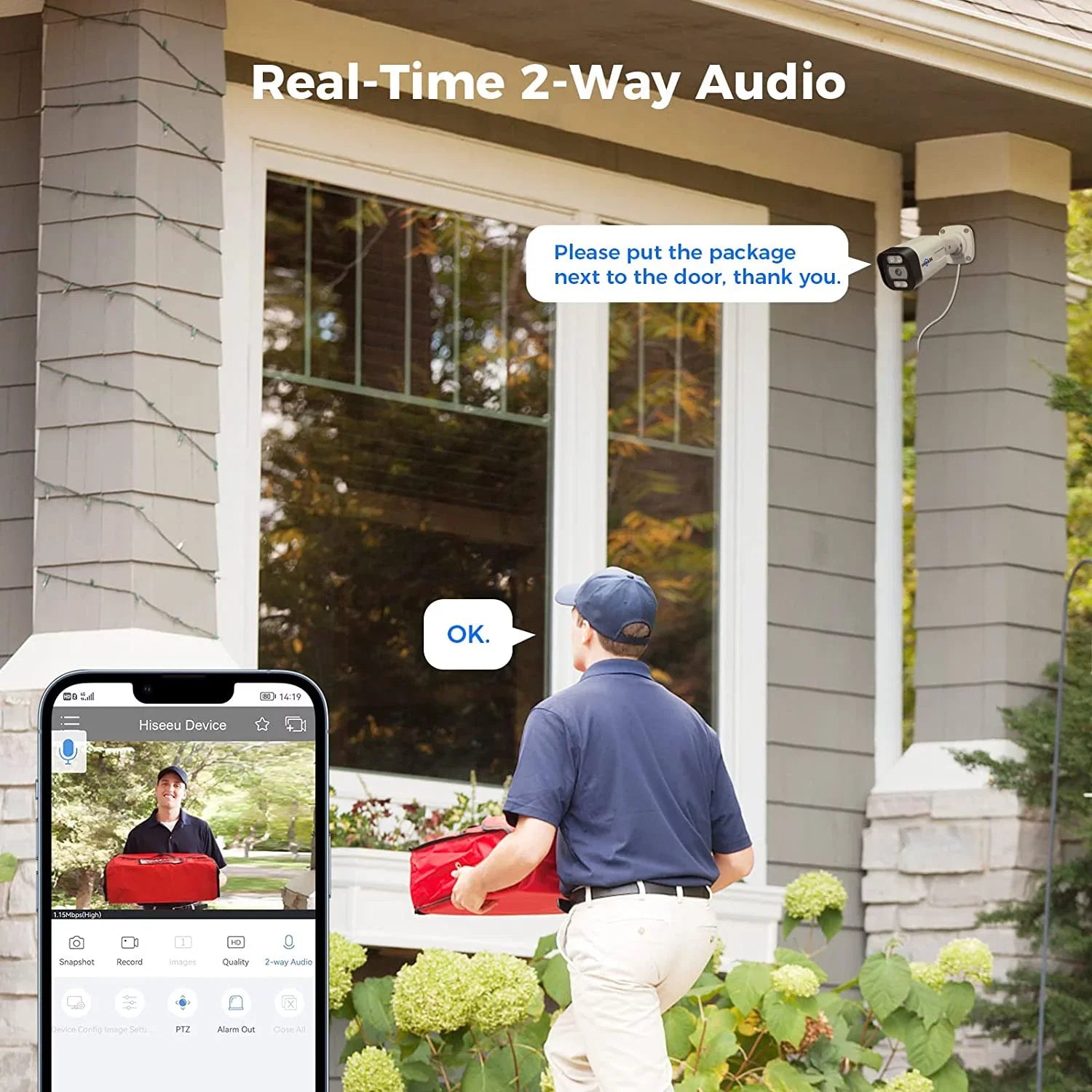 Hiseeu [2 Way Audio] 5MP IP PoE Security Camera, Security Camera Outdoor&Indoor, IP67 Waterproof, Night Vision, Human/Vehicle Detect Compatible PoE Security Camera System for 24/7 Record