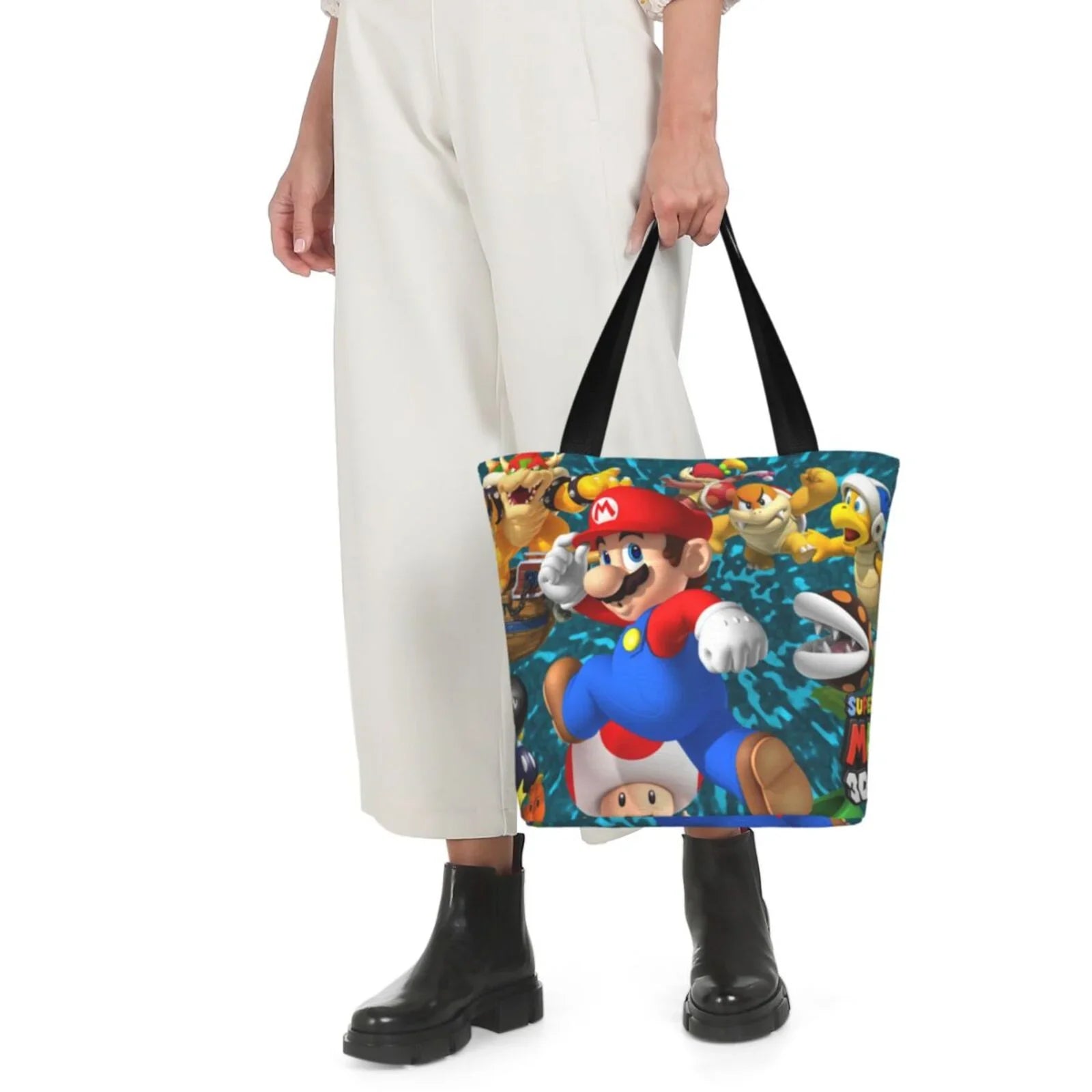 Super Mario 3D Land People Tote Bag Large Capacity Shoulder Handbag For Travel Beach Shopping Business Work School