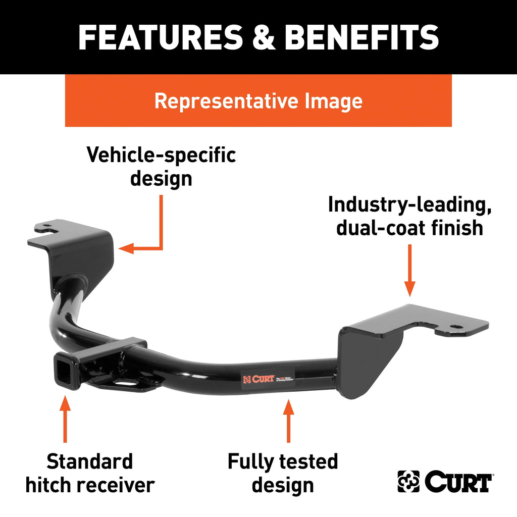 CURT 114333 Class 1 Trailer Hitch with Ball Mount, 1-1/4-Inch Receiver, Compatible with Select Chevrolet Spark