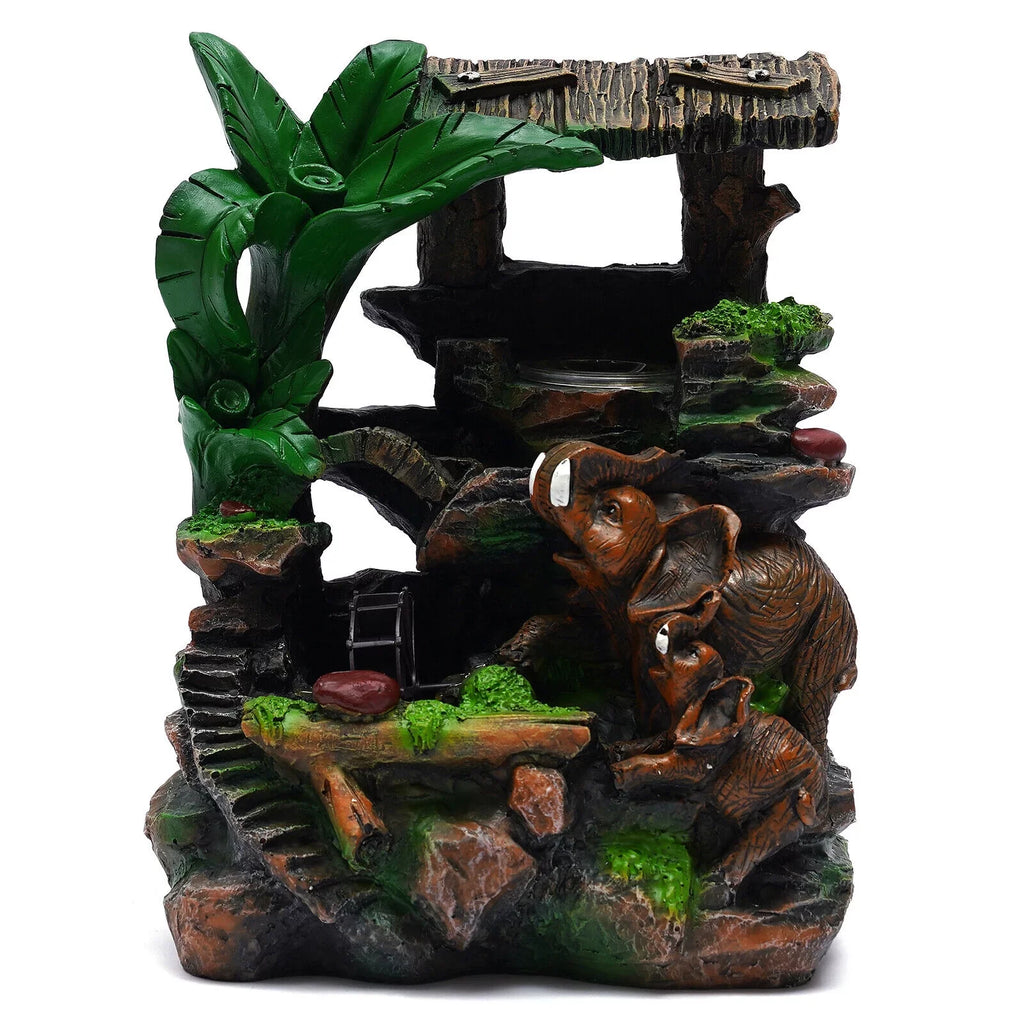 Tabletop Water Fountain with LED Rolling Ball Feng Shui Waterfall Fountain Home Indoor Water Fountain LED Light Tabletop Resin Rockery Fengshui Waterfall Decor