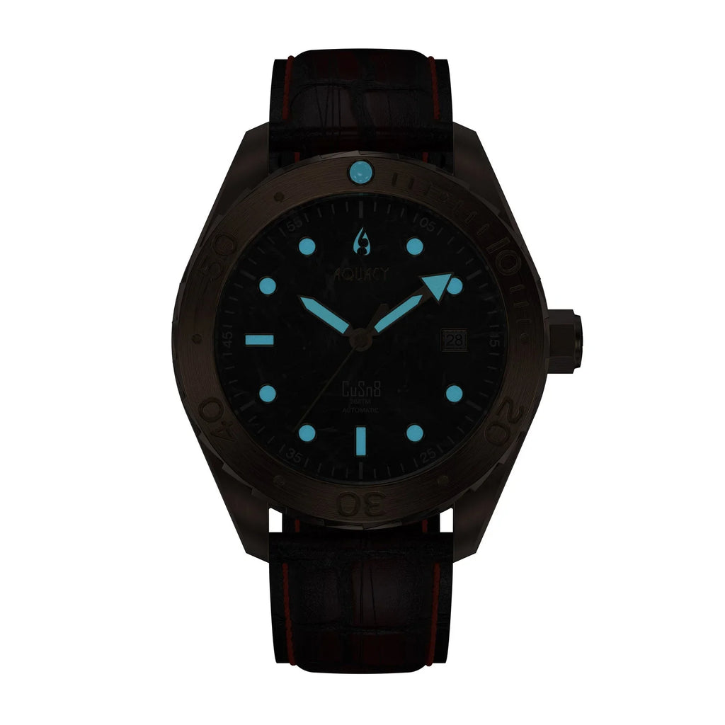 Aquacy Bronze CuSn8 Marble Automatic Diver Watch BR.BKM.8215.L - Screw Down 316L Stainless Case Back - 200M Water Resistance - 120 click Uni-Directional Bezel Dive Swimming Wrist Watches For People