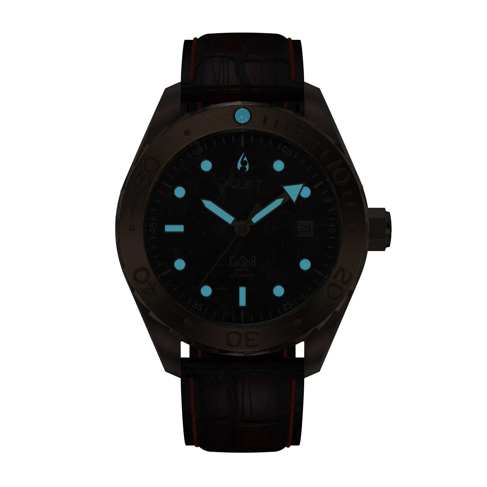 Aquacy Bronze CuSn8 Marble Automatic Diver Watch BR.BKM.8215.L - Screw Down 316L Stainless Case Back - 200M Water Resistance - 120 click Uni-Directional Bezel Dive Swimming Wrist Watches For People
