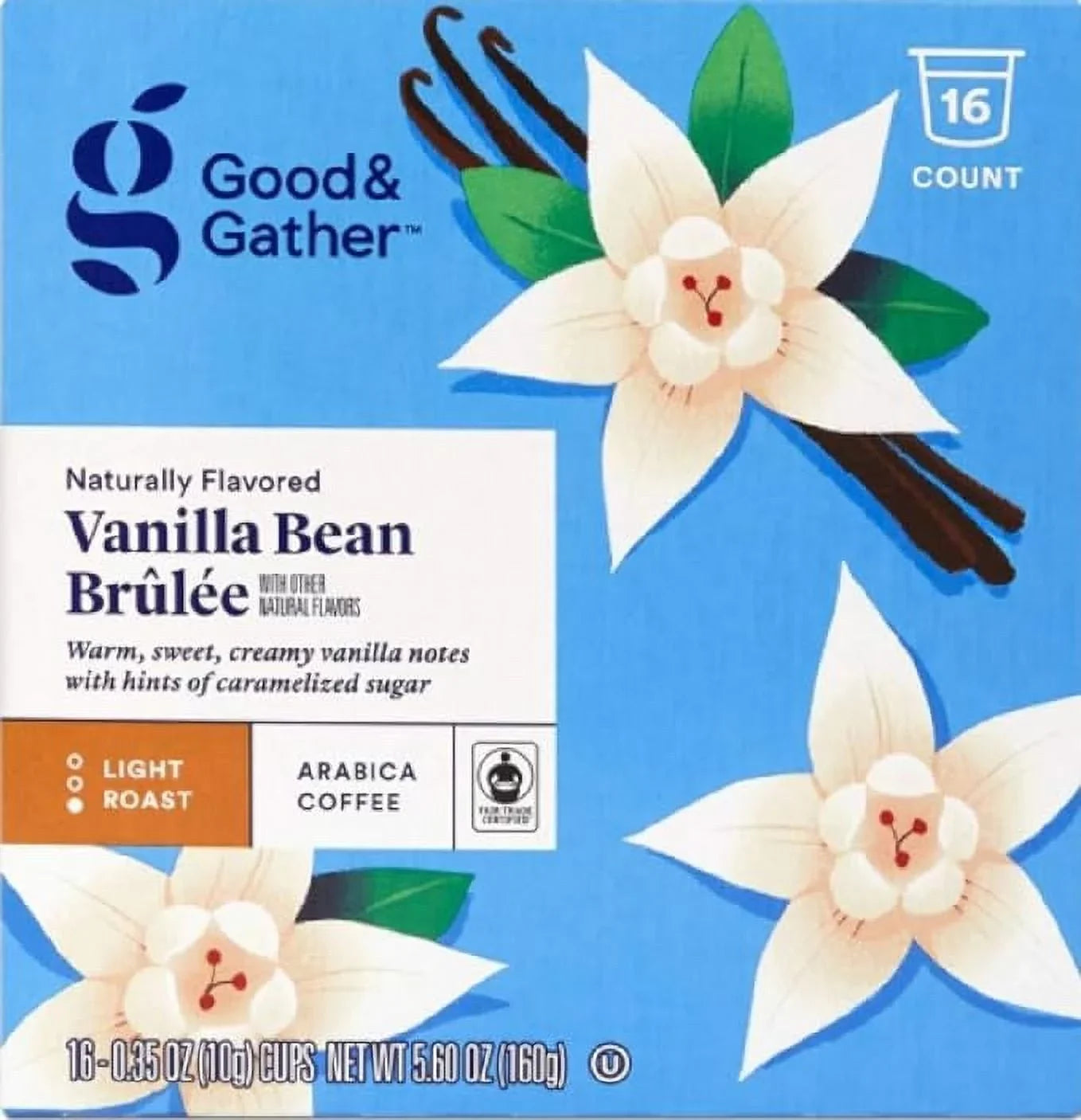Good and Gather Naturally Flavored Single Serve Coffee Pods Bundle of 4 Flavors Cinnamon Vanilla, Toasted Almond Caramel, Salted Carmel and Vanilla Bean Brulee Fair Trade Certified,16 Count(Pack of 4)
