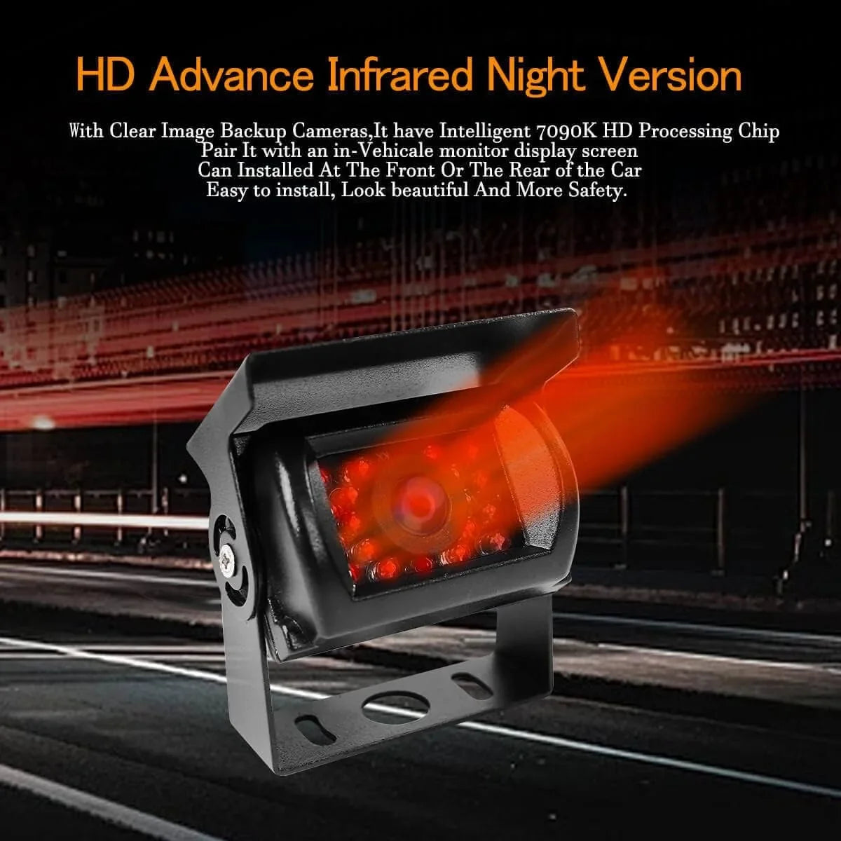 Car Rear View Reverse Backup Camera with 18 IR Night Vision, Waterproof IP68 Parking Backup Camera for Bus Truck