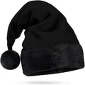 All Ebony Santa Hat - Faux Fur Midnight Trim - Gothic Xmas Accessory, Goth Christmas Hat - Adult, 1 Size