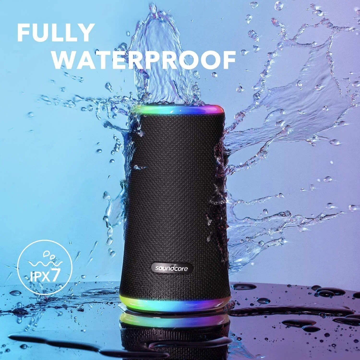 Restored Soundcore by Anker Flare 2 Wireless Portable Waterproof Bluetooth Speaker Midnight (Refurbished)