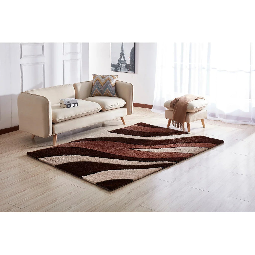 Amazing Rugs AC1024-57 5 x 7 ft. Aria Collection Soft Pile Hand Tufted Shag Area Rug in Grey & Turquoise