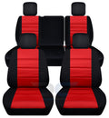 T259-Designcovers Fits 2011-2012 Jeep Wrangler JK 4-Door Cotton Seat Dark and Red - Front & Rear Split Bench
