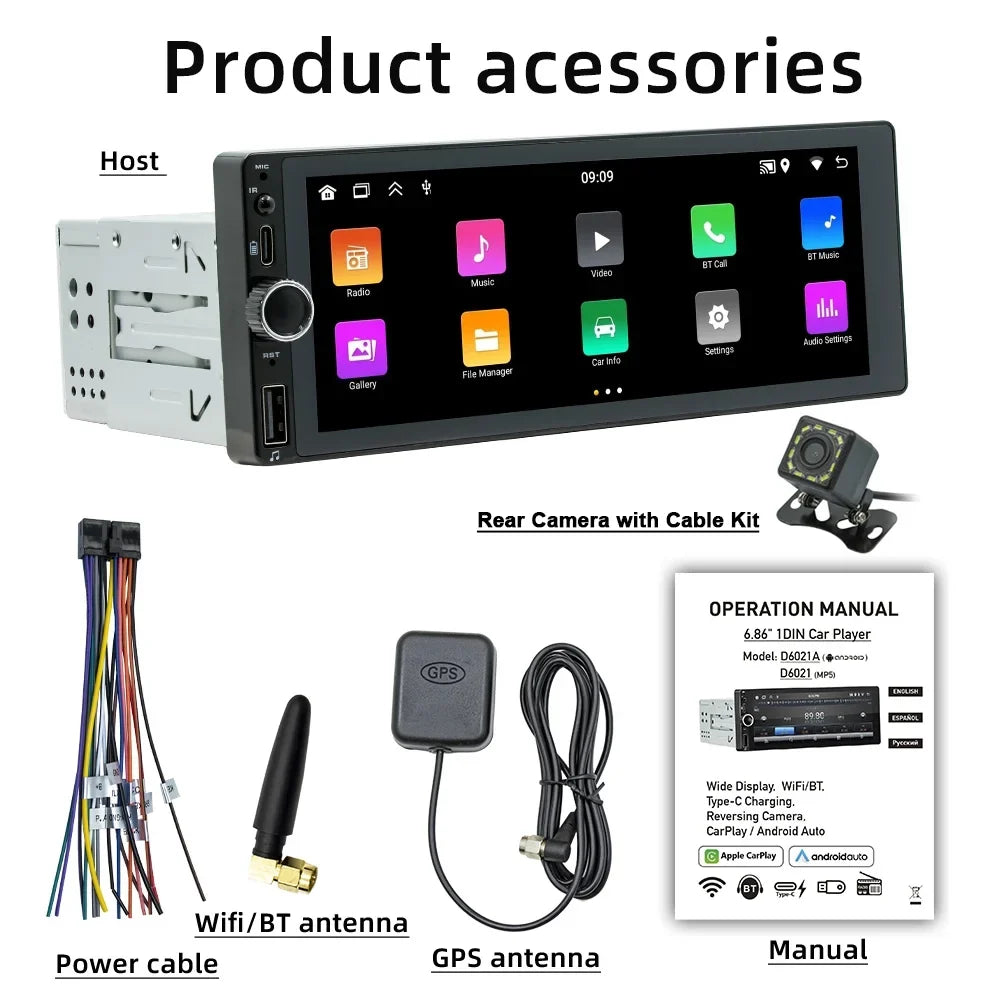 GoolRC Car GPS navigator,13 Car Auto Support Android Auto Stereo 6.86 Inch 13 Radio Rear Camera Wifi/bt Android Car Wifi/bt Android 13 Car Stereo Auto Wifi/bt Radio Mirror 6.86 Inch Mirror Link Buzhi