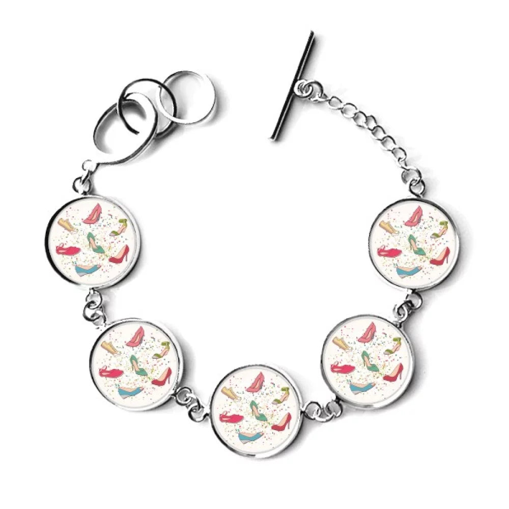 Colorful Cartoon High Heels Shoes Pattern Bracelet Chain Charm Bangle Jewelry