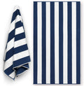 Luxury Large Beach Towel Extra Soft 40 x 72 inch Prime Yacht Classic Cabana Stripe Hotel Pool & Resort style Double Terry Yarn Dyed 100% Cotton (Navy, 1)