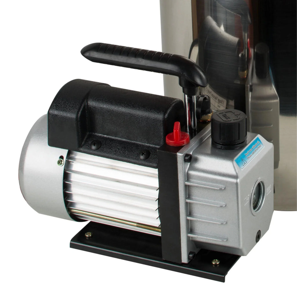 Efficiently Eliminate Air Bubbles with our Stainless Steel Silicone Machine & Powerful 3CFM Vacuum Pump - Ultimate 5 Gallon Vacuum Degassing Chamber Kit
