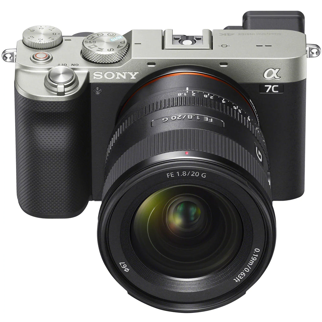 Sony a7C Mirrorless Full Frame Camera Body with Sony FE 20mm F1.8 G Lens SEL20F18G Silver ILCE7C/S Bundle with Deco Gear Photography Backpack Case , Software and Accessories