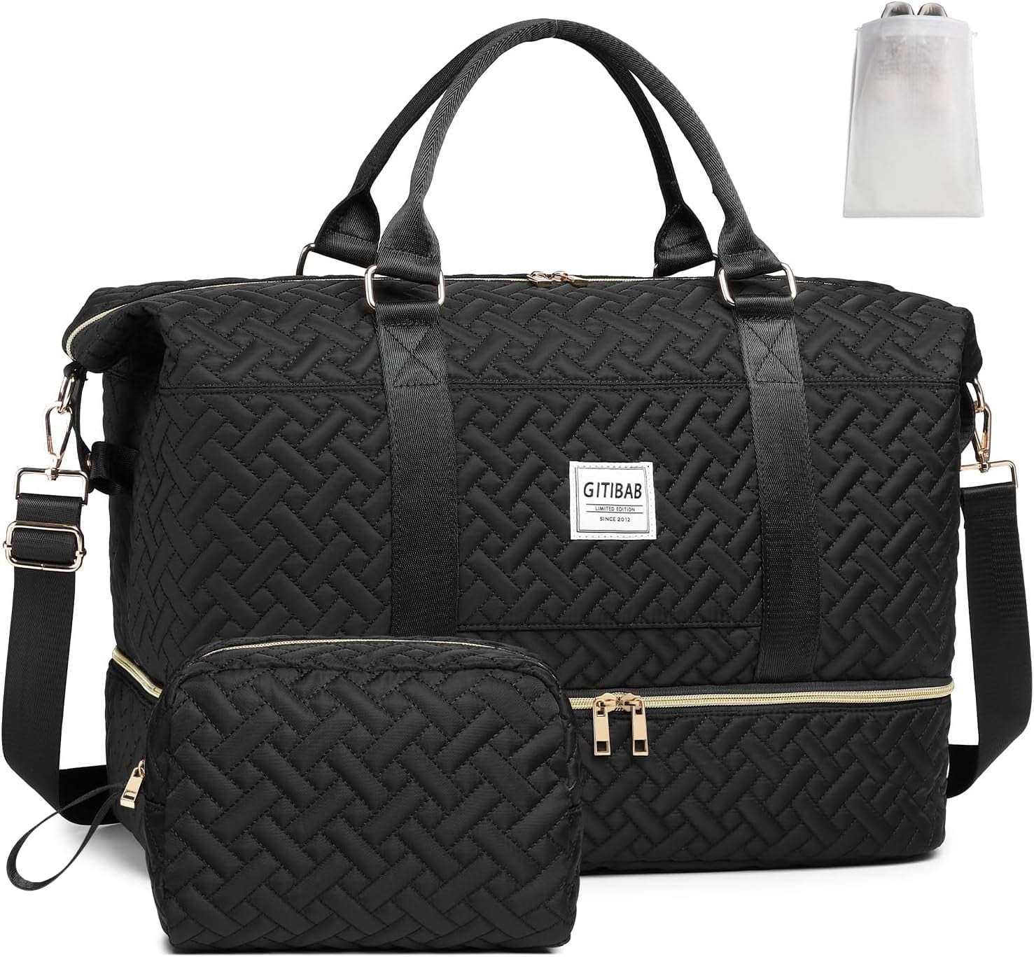 Duffle Bags for People Quilted Travel Edge Bag with Shoe Individuals Large Carry On Overnight Tote Gym Bag with Toiletry Bag,Hospital Bags for Labor and Dark