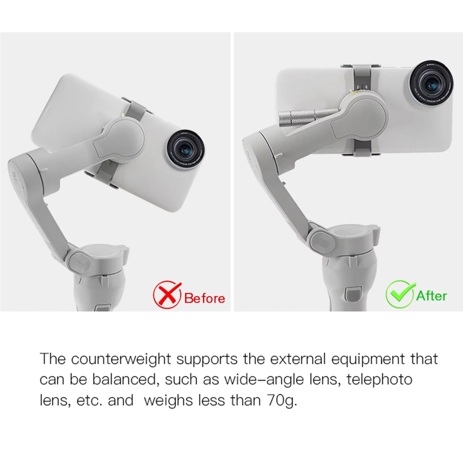 Nebublu Counterweight for DJI OSMO Mobile 3 OM 4, 3pcs Metal Counter Weight 50g, Hand,held Gimbal Stabilizer, Optimal Balance for Smartphone Video Shooting