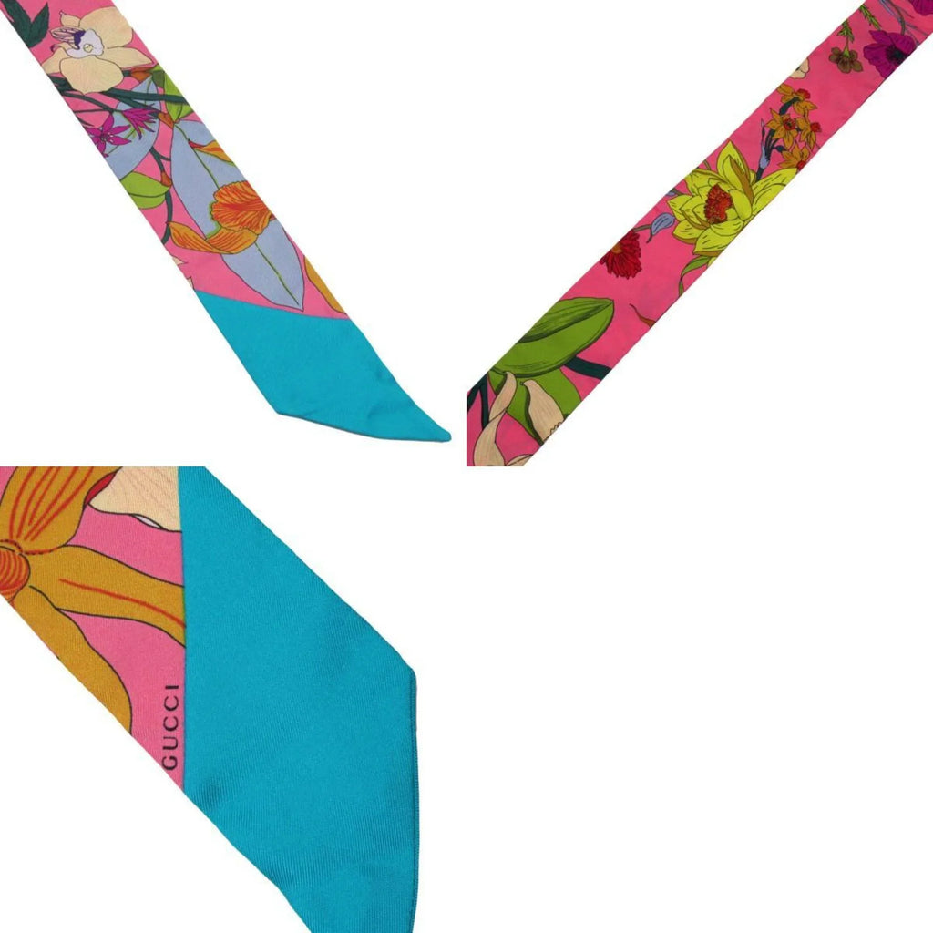 Pre-Owned GUCCI Scarf Muffler Silk Pink/Multicolor People w0157a (Good)