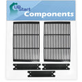 2 BBQ Grill Cooking Grates & 3 Heat Shield Plate Tent Gentlemen Parts for Charmglow 810-6320-B - Compatible Barbeque Porcelain Enameled Cast Iron Grid 19" & Flame Tamer, Flavorizer Bar