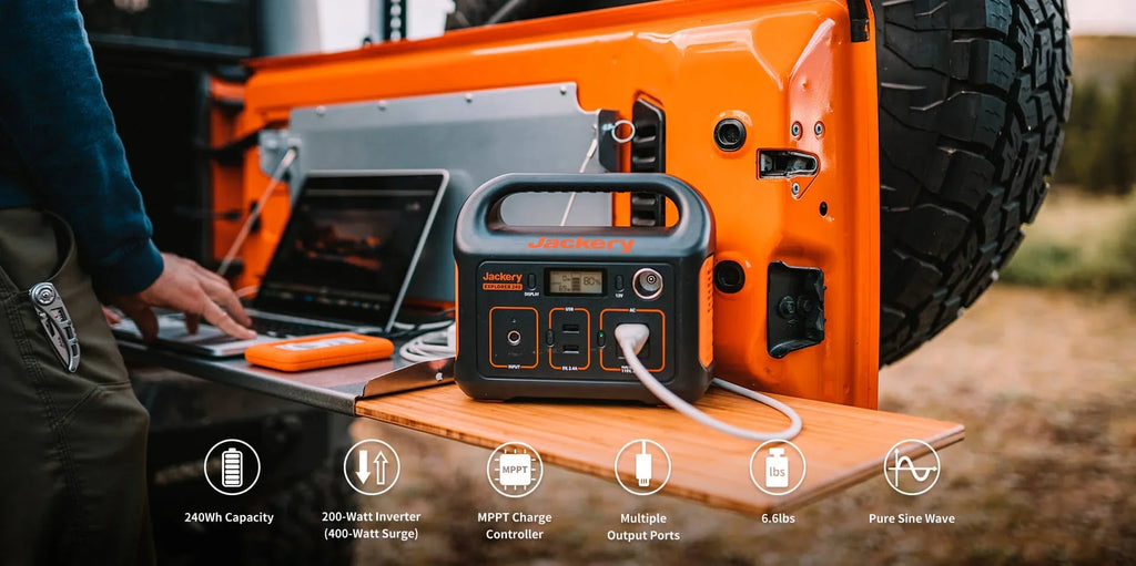 Jackery Portable Power Station Explorer 240, 240Wh Backup Lithium Battery, 110V/200W Pure Sine Wave AC Outlet, Solar Generator For Outdoors Camping Travelling And Emergencies