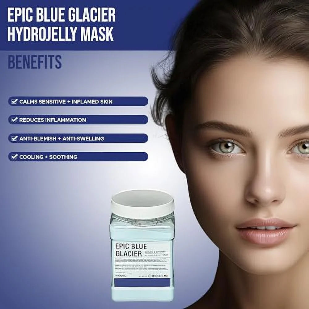 Luminous Skin Lab Epic Blue Glacier Jelly Mask, Professional Pack Peel off Facial Mask - Anti-Aging, Reducing Dark Spot & Natural Skin People - Suitable for All Skin Types | 30 fl oz