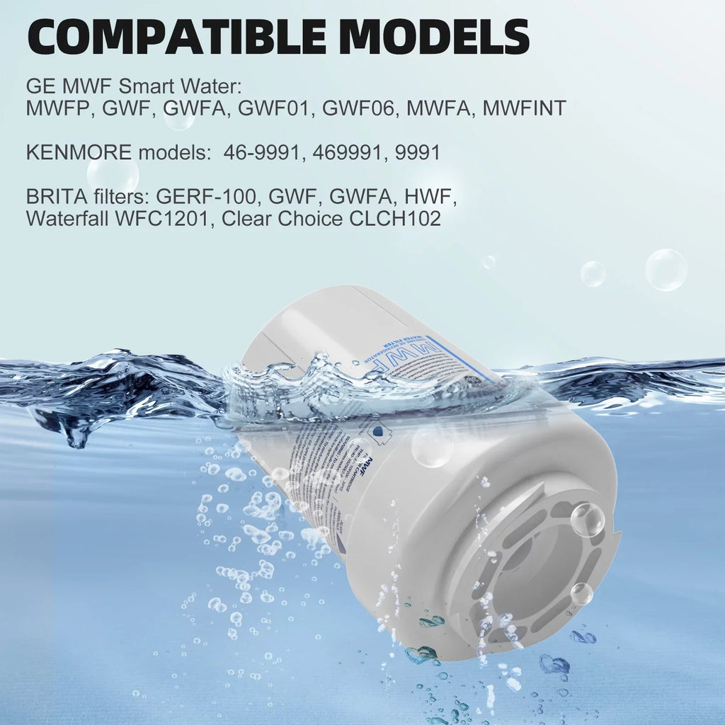 6 Pack MWF Refrigerator Water Filter Gentlemen , Compatible with SmartWater MWF, MWFINT, MWFP, MWFA,GWF, GWFA Fridge Water Filter