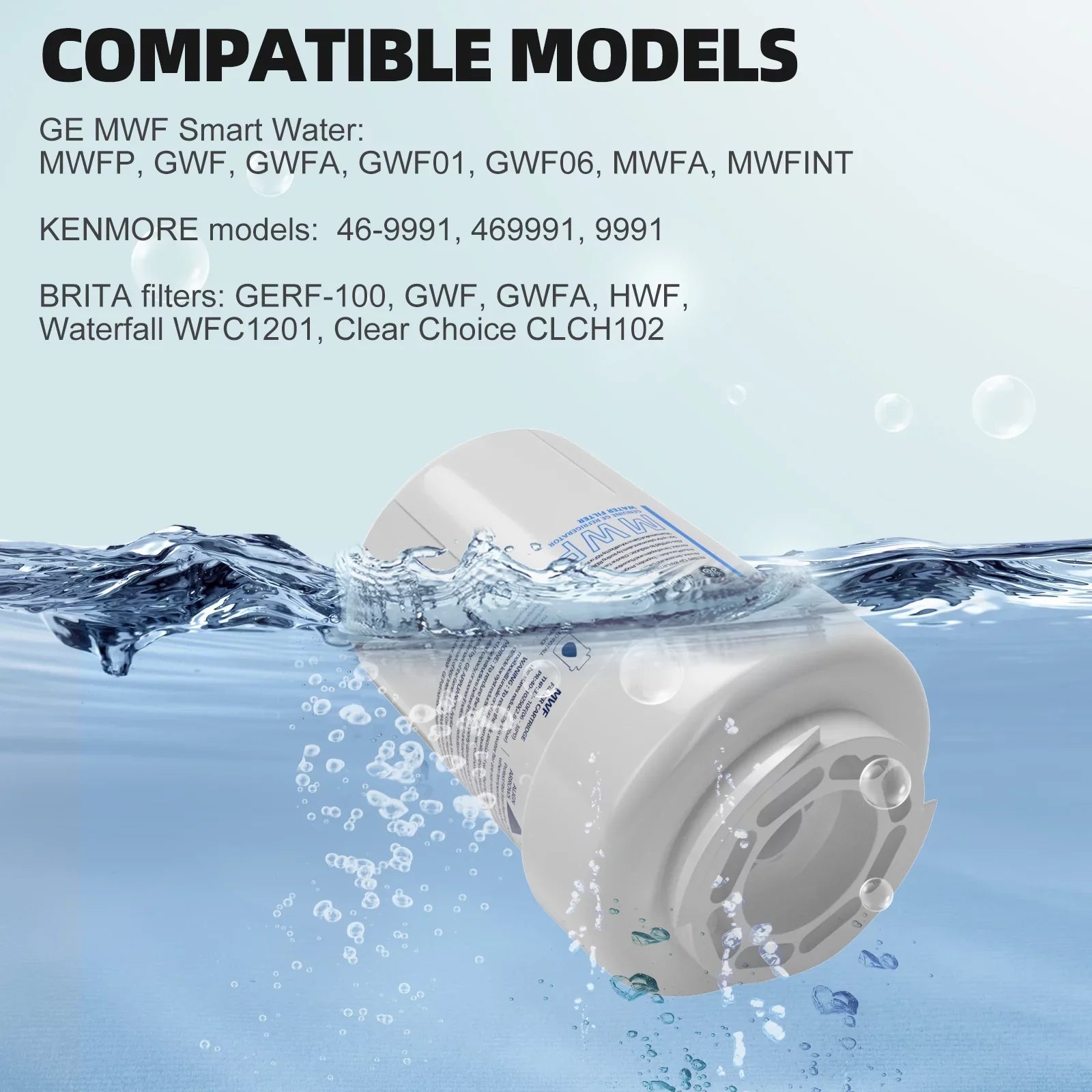 6 Pack MWF Refrigerator Water Filter Gentlemen , Compatible with SmartWater MWF, MWFINT, MWFP, MWFA,GWF, GWFA Fridge Water Filter