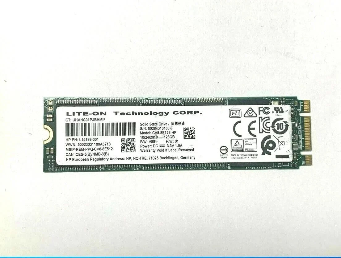 Restored L51128-001 HP Solid State Drive 128GB M2 SATA3 TLC Pavilion X360 14-DH0046TX (Refurbished - Like New)