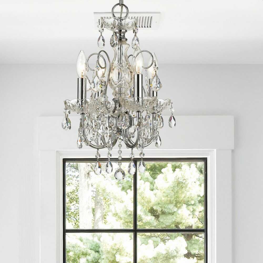 4 Light Mini Chandelier-Swarovski Spectra Crystal Type-Polished Chrome Finish -Traditional Installation Crystorama Lighting 3224-Ch-Cl-Saq