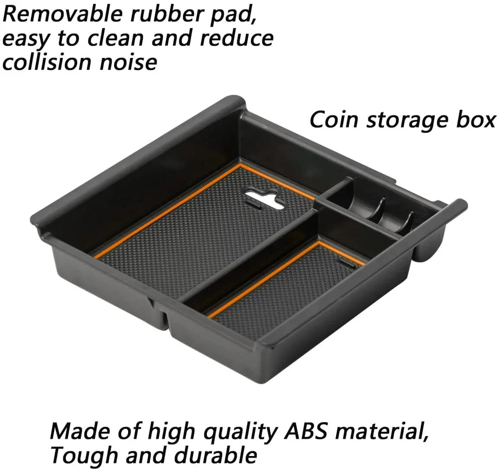 EDBETOS Center Console Accessory Organizer Compatible with Toyota Tacoma 2016-2019 2020 2021 2022 2023 3rd Gen ABS Material Armrest Box Insert Tray (Orange Trim)