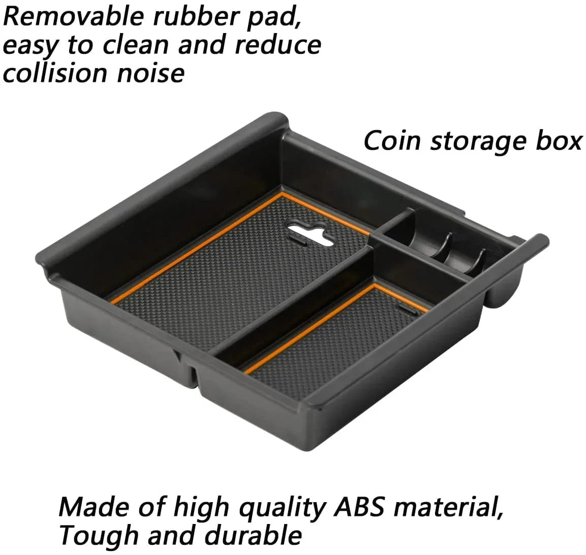 EDBETOS Center Console Accessory Organizer Compatible with Toyota Tacoma 2016-2019 2020 2021 2022 2023 3rd Gen ABS Material Armrest Box Insert Tray (Orange Trim)