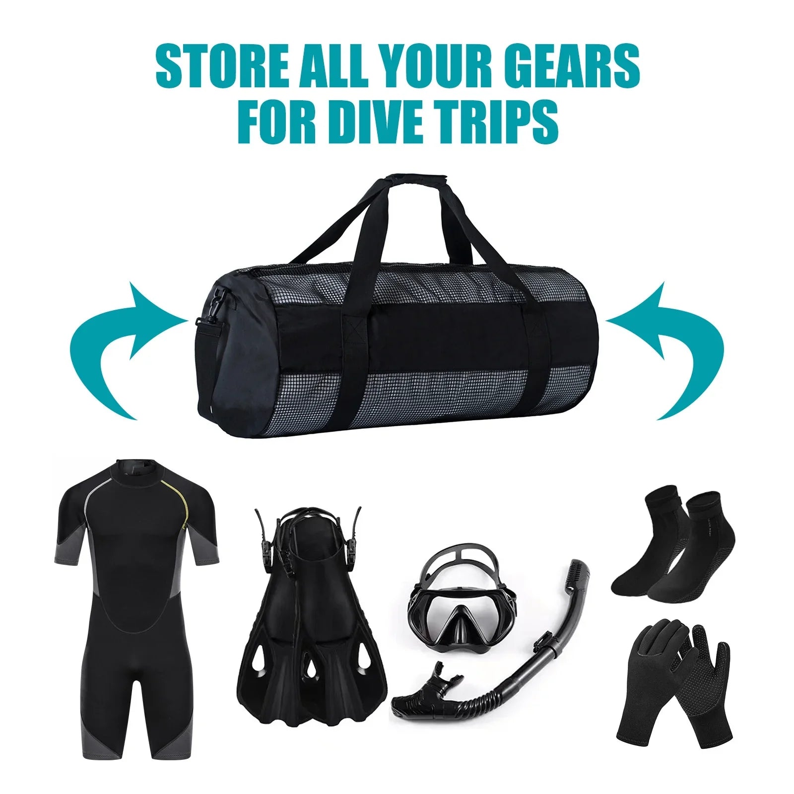 Bisofice Bag,Pvc Zipper Durable Mesh Easy To Easy To Carry Dive Mesh Easy Snorkel Dive Mesh To Carry Pvc Zipper Durable Nylon Mesh Dive Snorkel Qisuo Mesh Dive Huiop