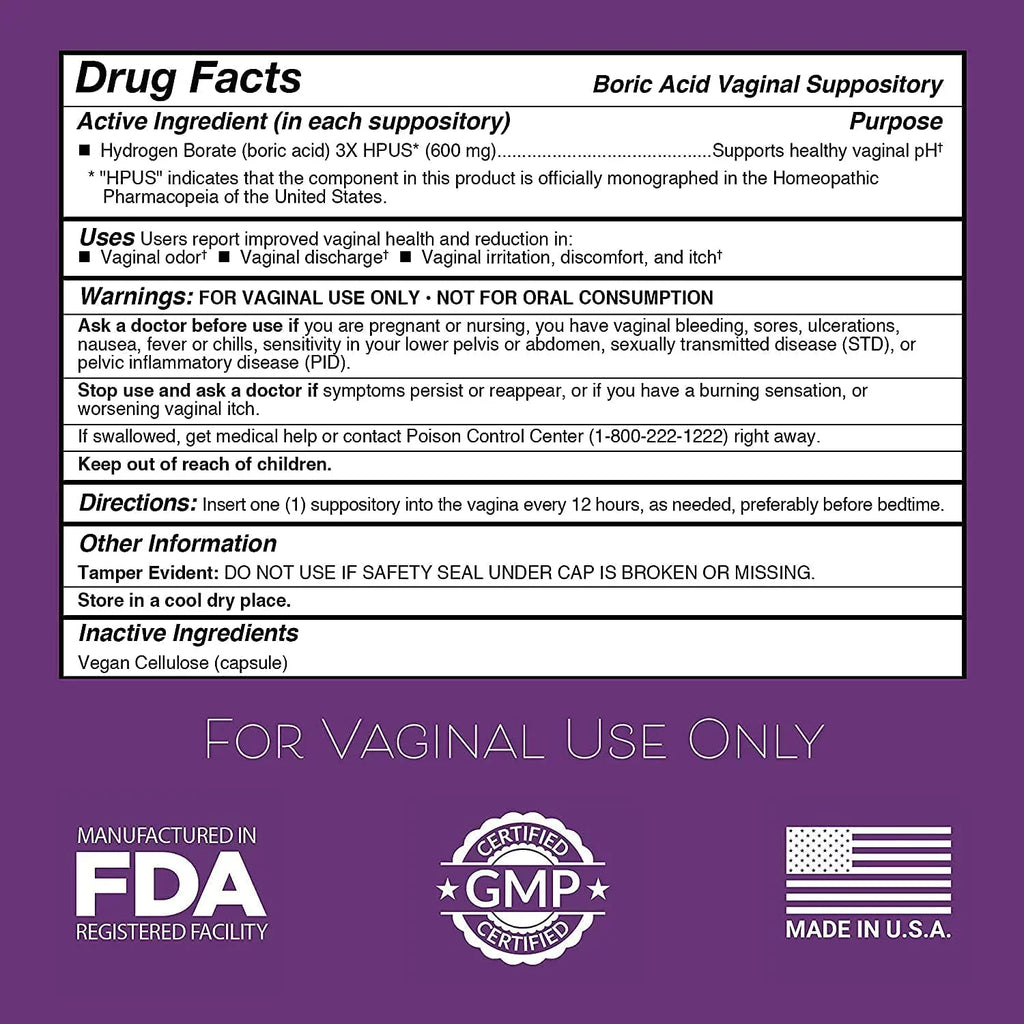 Intimate Rose Boric Acid Suppositories, pH Balance for Gentlemen Boric Acid Vaginal Suppositories for Yeast Infection, Vaginitis, Bacterial Vaginosis, 90-Count (600mg) + 21 Applicators - 100% made in USA