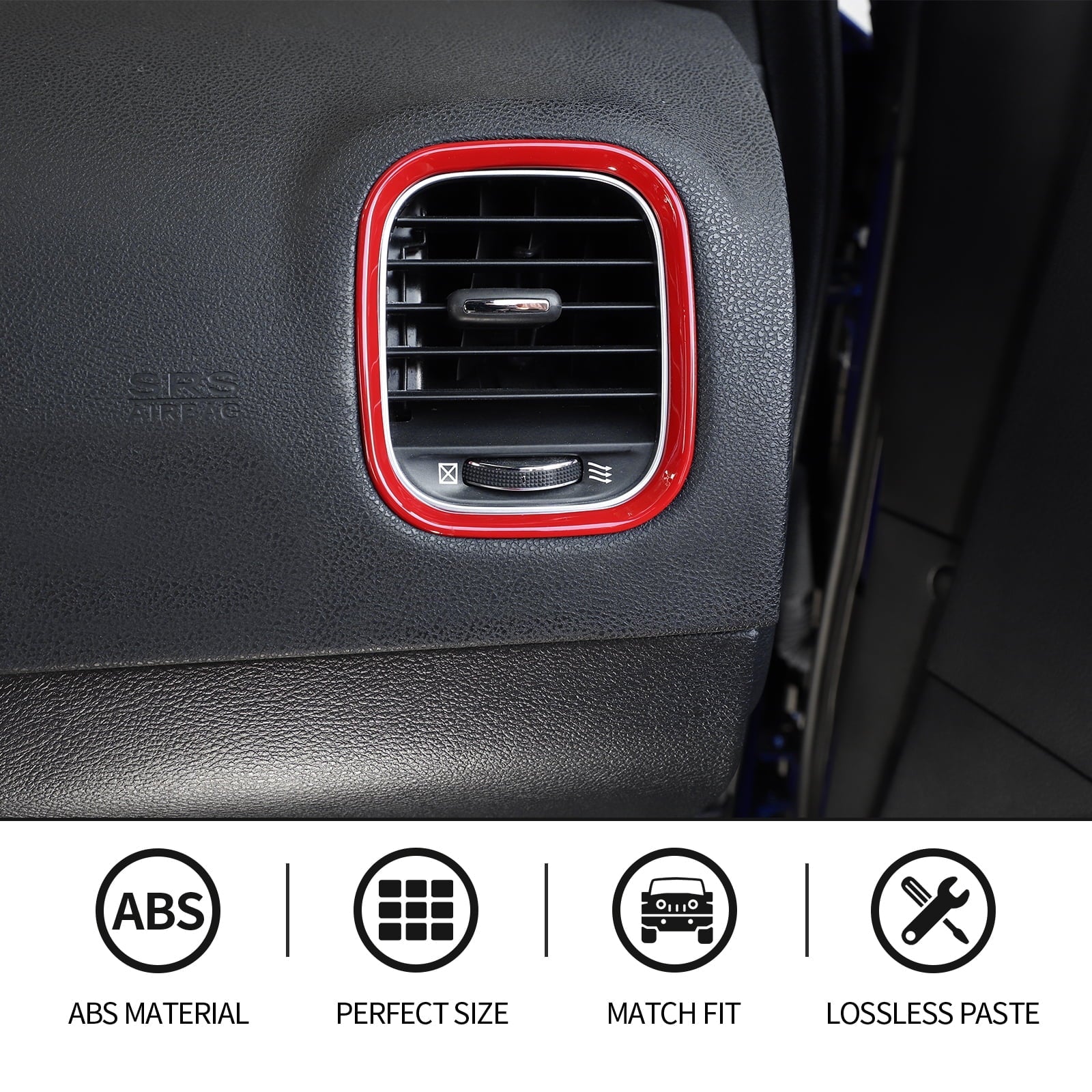 CheroCar Console Center Dash Board Trim Covers Interior for Dodge Charger 2015-2022,Red