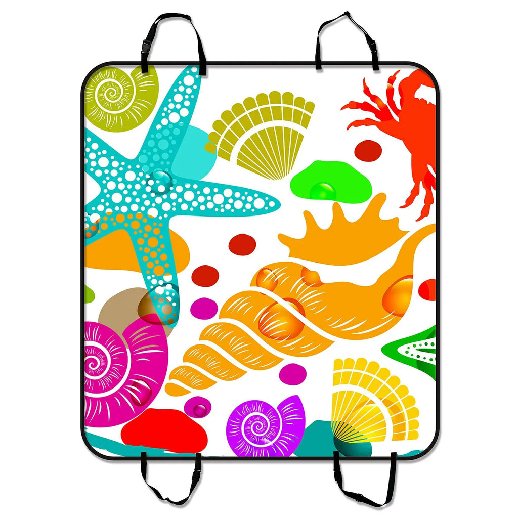 GCKG Colorful Sealife Starfish Crab Pet Car Seat Cover Dog Car Seat Mat Hammock Cargo Mat Trunk Mat For Cars Trucks and SUV 54x60 inches
