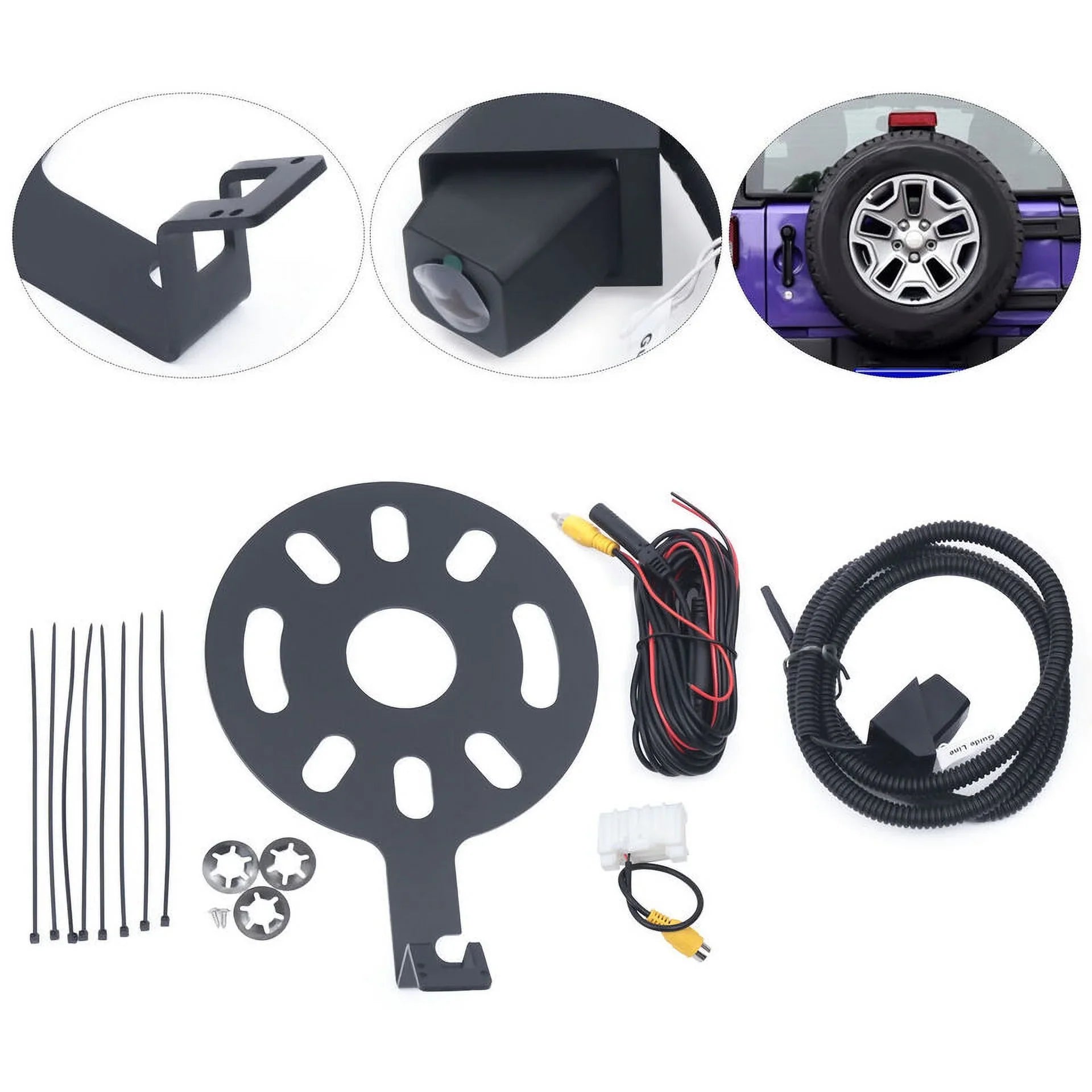 Rear View Backup Camera Set w/ Spare Tire Bracket For 2007-2018 Jeep Wrangler JK