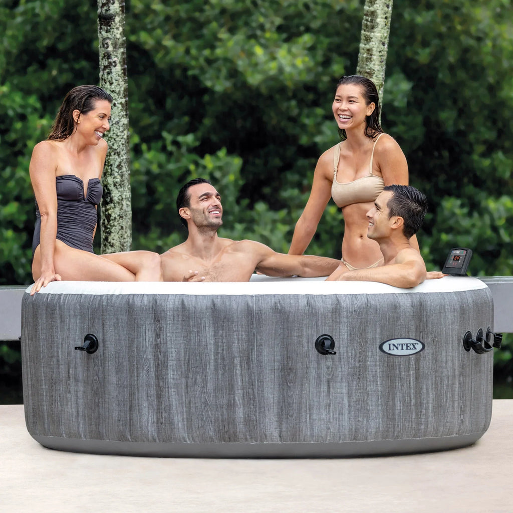 Intex PureSpa Plus Greywood Inflatable Hot Tub Jet Spa w/ Accessory Benches