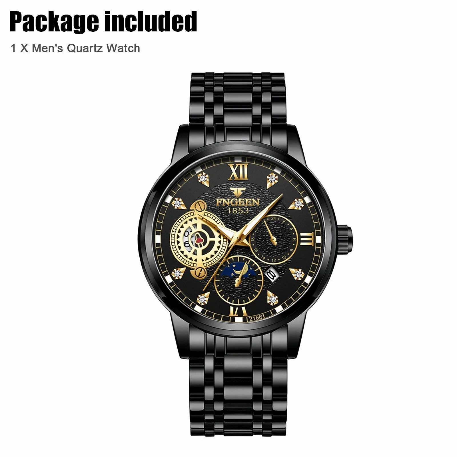 Waterproof People Watch Stainless Steel Crystal Luminous Classic Wristwatch Luxury