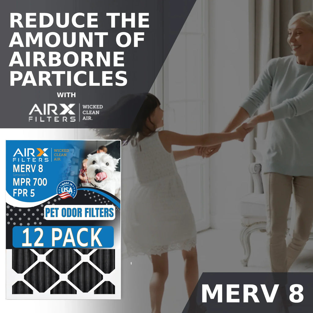 12x24x1 Air Filter MERV 8 Rating, 12 Pack of Furnace Filters Comparable to MPR 700, FPR 5, Pet Odor Retention Filters - Made in USA by AIRX FILTERS WICKED CLEAN AIR.