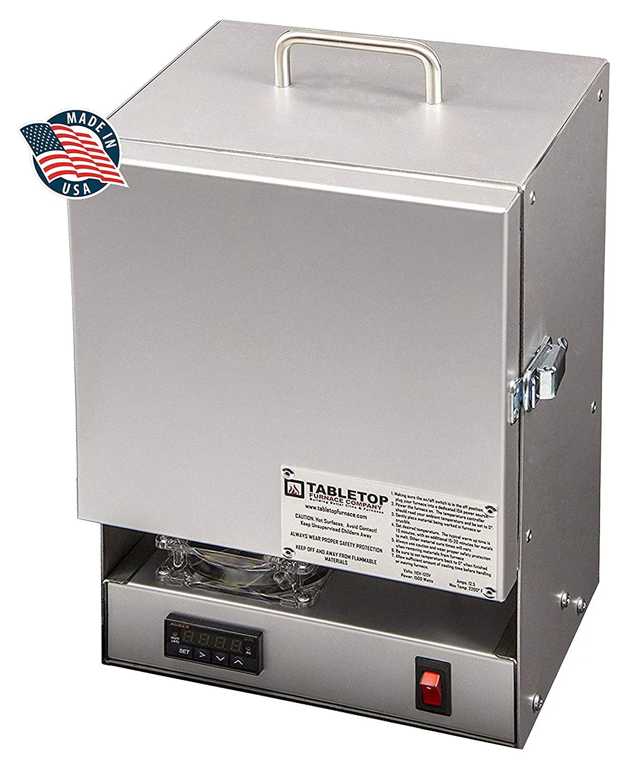 Tabletop Furnace Company RapidFire Pro-L Kiln Stainless Steel Jewelry Making Metal Clay Ceramic Firing Enameling Electric Furnace - FUR-0056