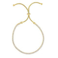 JewelStop Silver Yellow Finish Shiny Tennis Adjustable Bracelet On Snake Chain, Draw String - 9.25 Inches, 4.2gr.