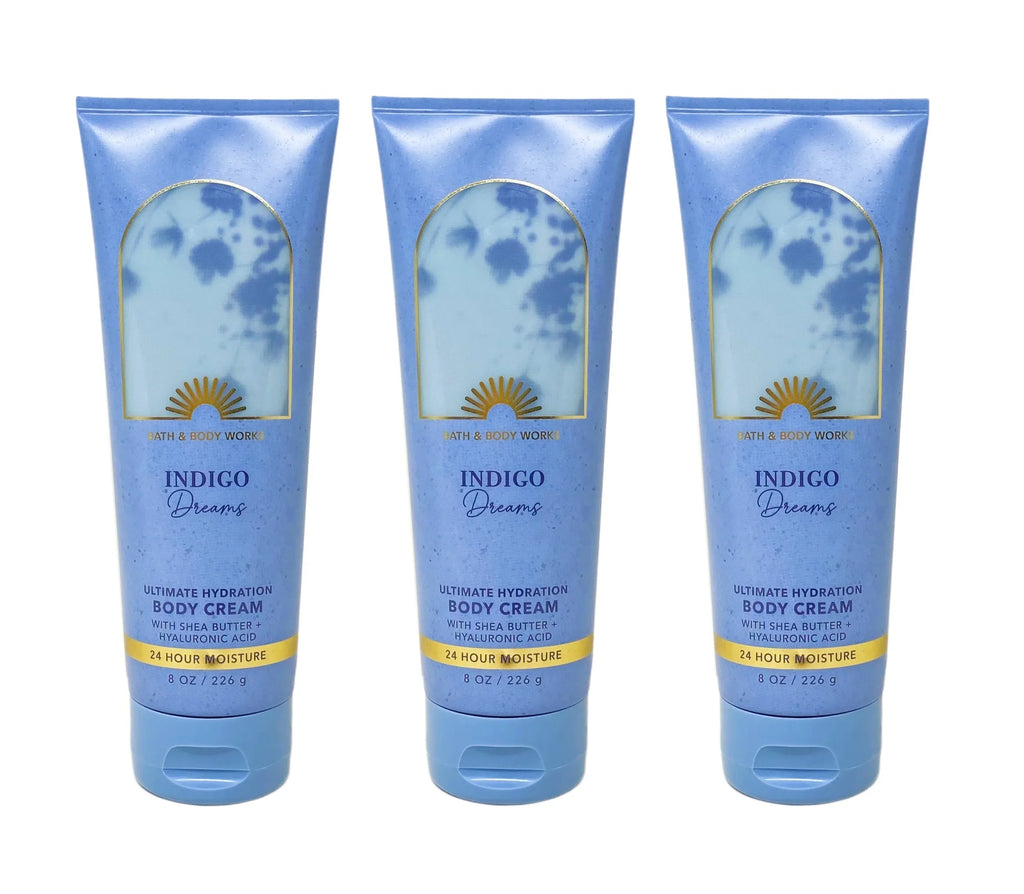 Bath and Body Works Indigo Dreams Ultimate Hydration Body Cream 3 Piece Set - 8 oz / 226 g each