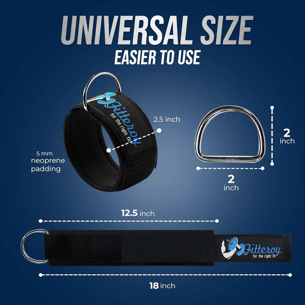 Gym Ankle Strap For Cable Machine - Exercise And Fitness Workout Strap With Neoprene Padding Gentlemen For LAT Pull Down Machine, Cable Home Gym And Resistance Bands