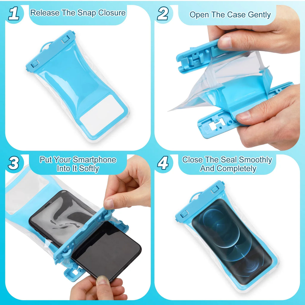 Urbanx Universal Waterproof Phone Pouch Cellphone Dry Bag Case Designed For Sonim XP8 Perfect Fit for All Other Smartphones Up To 7" - 3 Cases - Mixed Colors