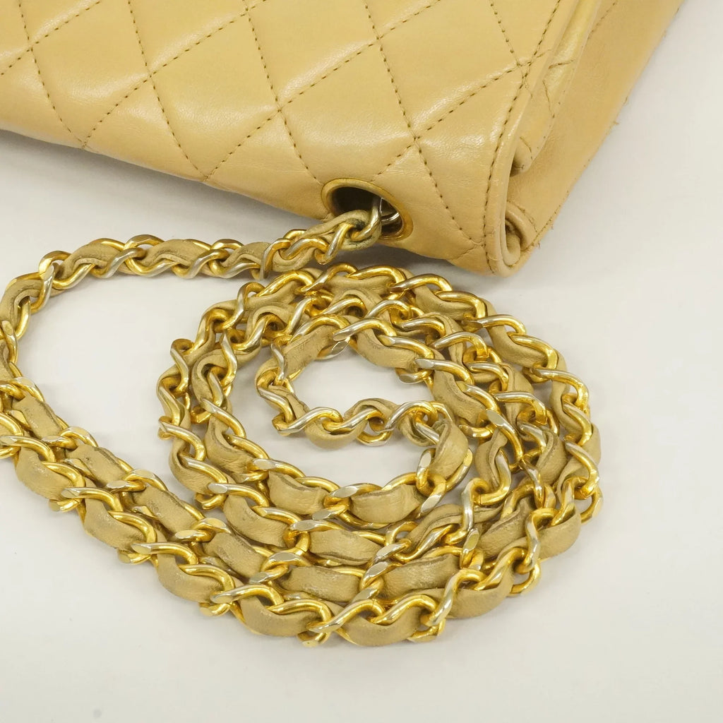 Authenticated Used Auth Chanel Matelasse Single Chain Individuals Leather Shoulder Bag Beige