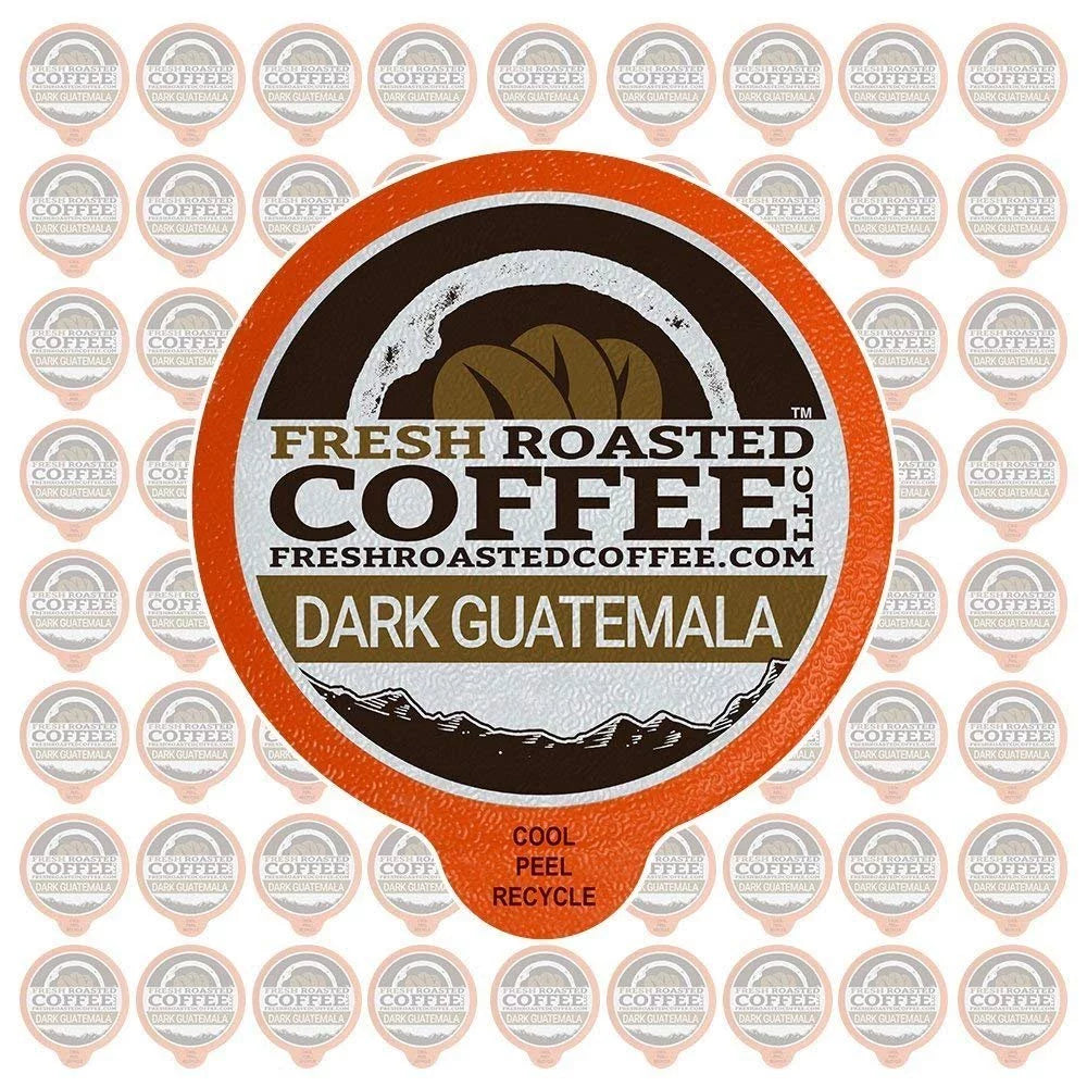 Fresh Roasted Coffee, Dark Guatemalan Huehuetenango Coffee Pods, Dark Roast, K-cup Compatible, 72 Count