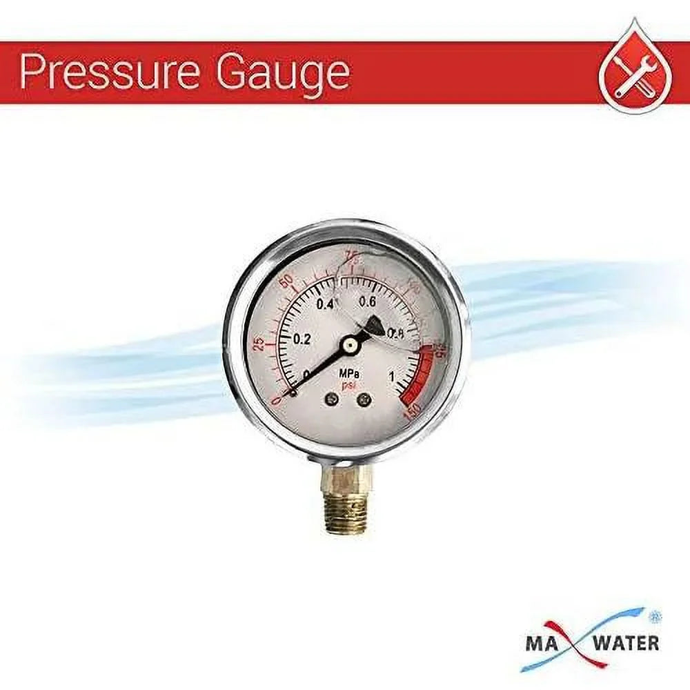 2 Pack 10" BB Clear Whole House System Filter Housing 1" NPT Brass Ports W/Pressure Release, 2 Pressure Gauges, Wrench 2 Brackets