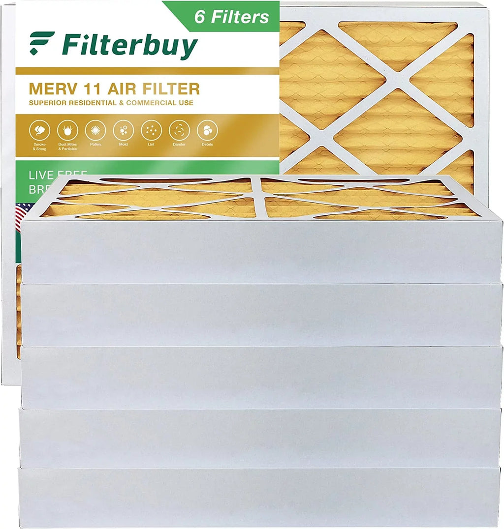 Filterbuy 10x16x4 MERV 11 Pleated HVAC AC Furnace Air Filters (6-Pack)