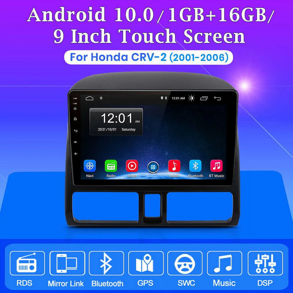 AWESAFE Car Stereo Radio for Honda CRV 2001 2002 2003 2004 2005 2006,2+32GB 9 Inch Touch Screen with Wireless Carplay Android Auto GPS Navigator Bluetooth WiFi FM Radio Mirror Link