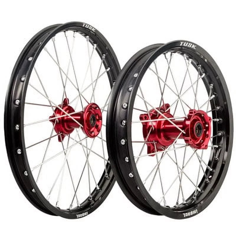Impact Complete Front/Rear Wheel Kit 1.40 x 19/1.85 x 16 Midnight Rim/Silver Spoke/Red Hub for Honda CRF150R Expert 2012-2018
